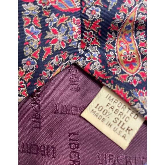 Vintage LIBERTY OF LONDON Silk Paisley Necktie Mens Tie Blue Red Luxury - Picture 5 of 5
